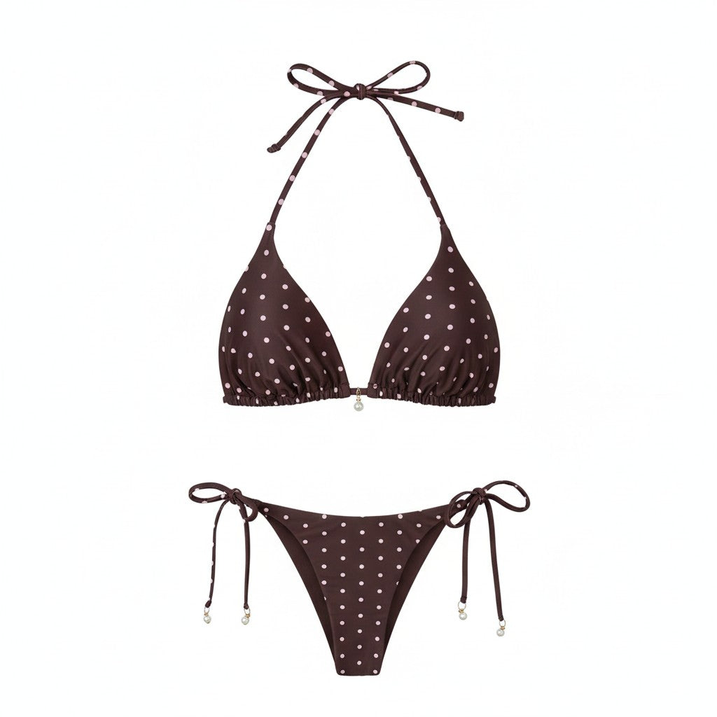 Chocolate Polka Bikini Set