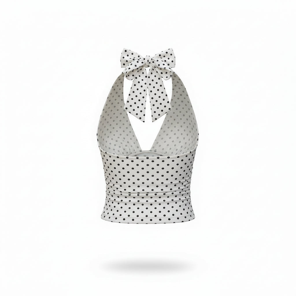 White Polka Halter