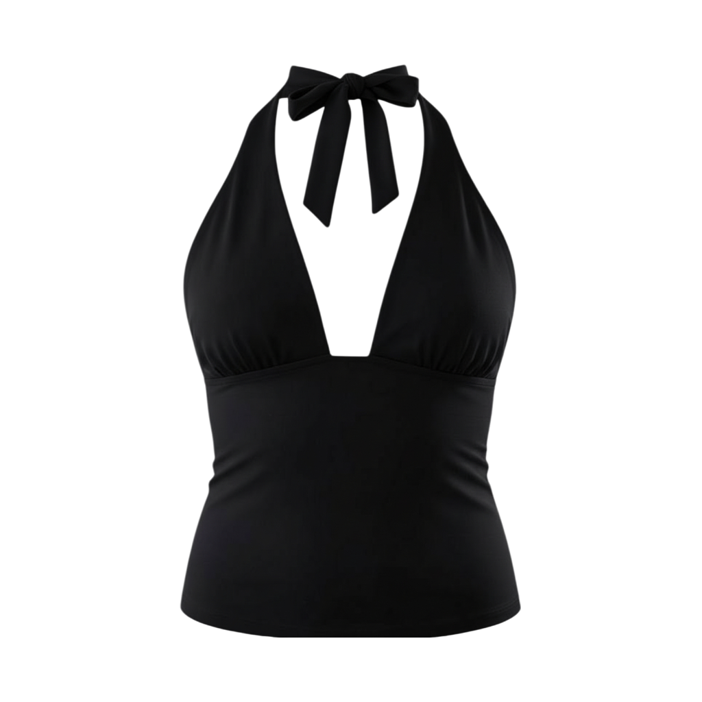 Black Tie-Up Halter