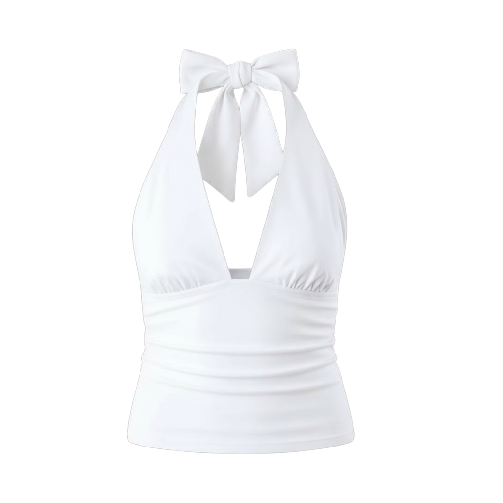 White Tie-Up Halter