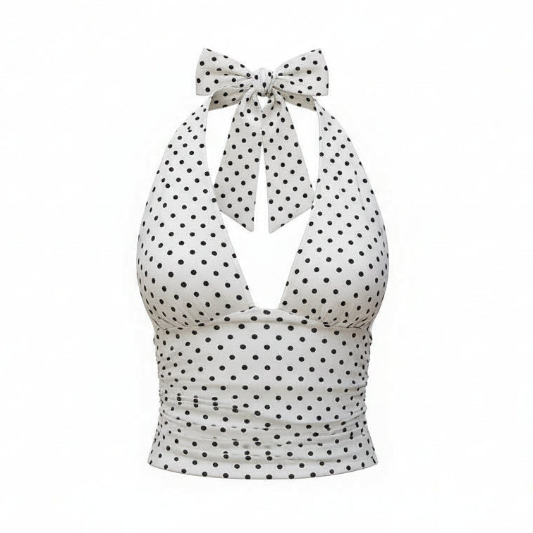 White Polka Halter